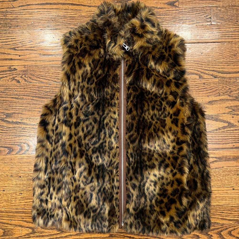 J. Crew Leopard Print Faux Fur Vest
